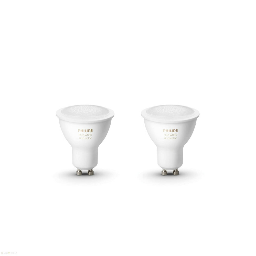 Philips HUE wit en kleur lamp, 2x single bulb GU10