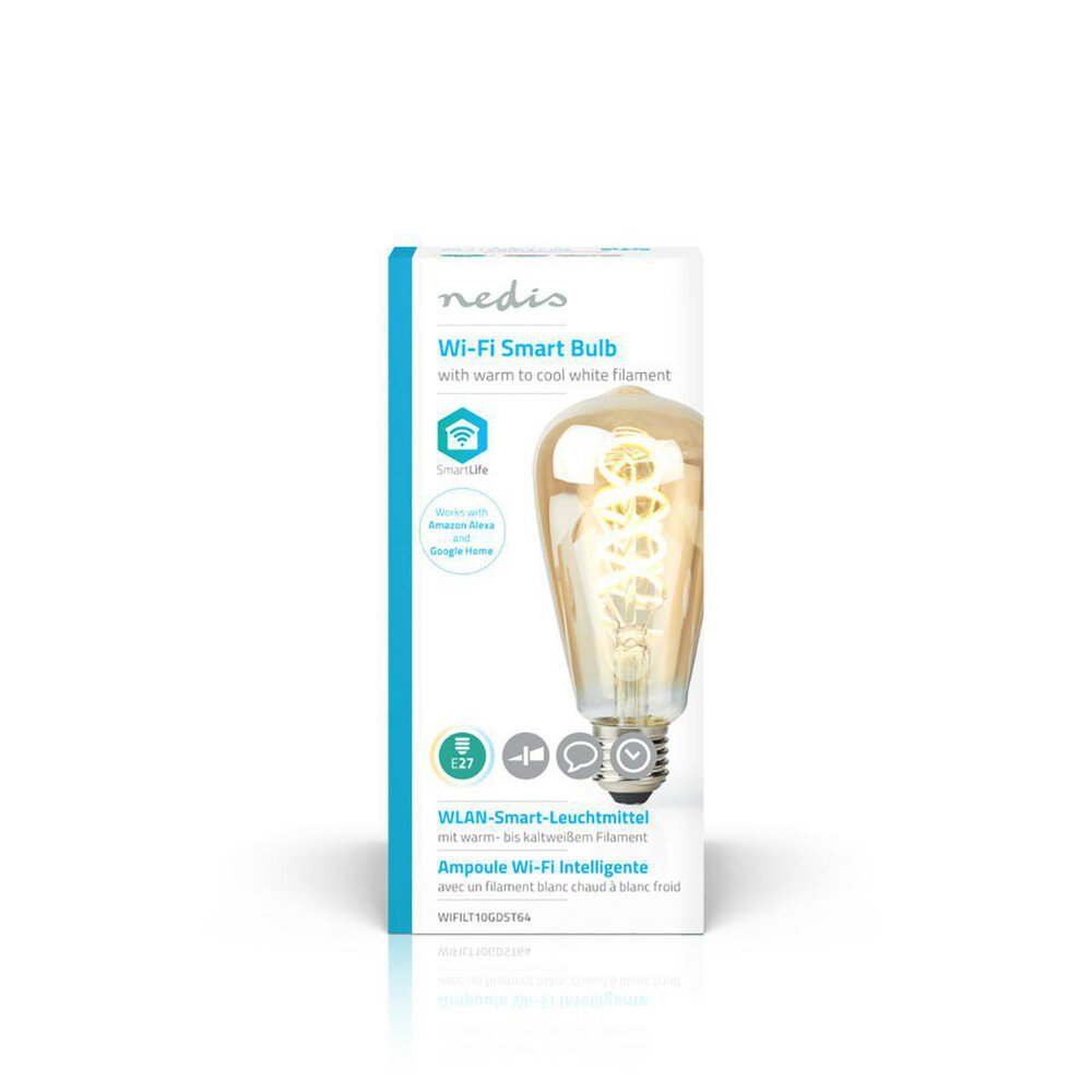 Nedis Wi-Fi Smart bulb, Warm tot Koel Wit LED Filamentlamp, groot