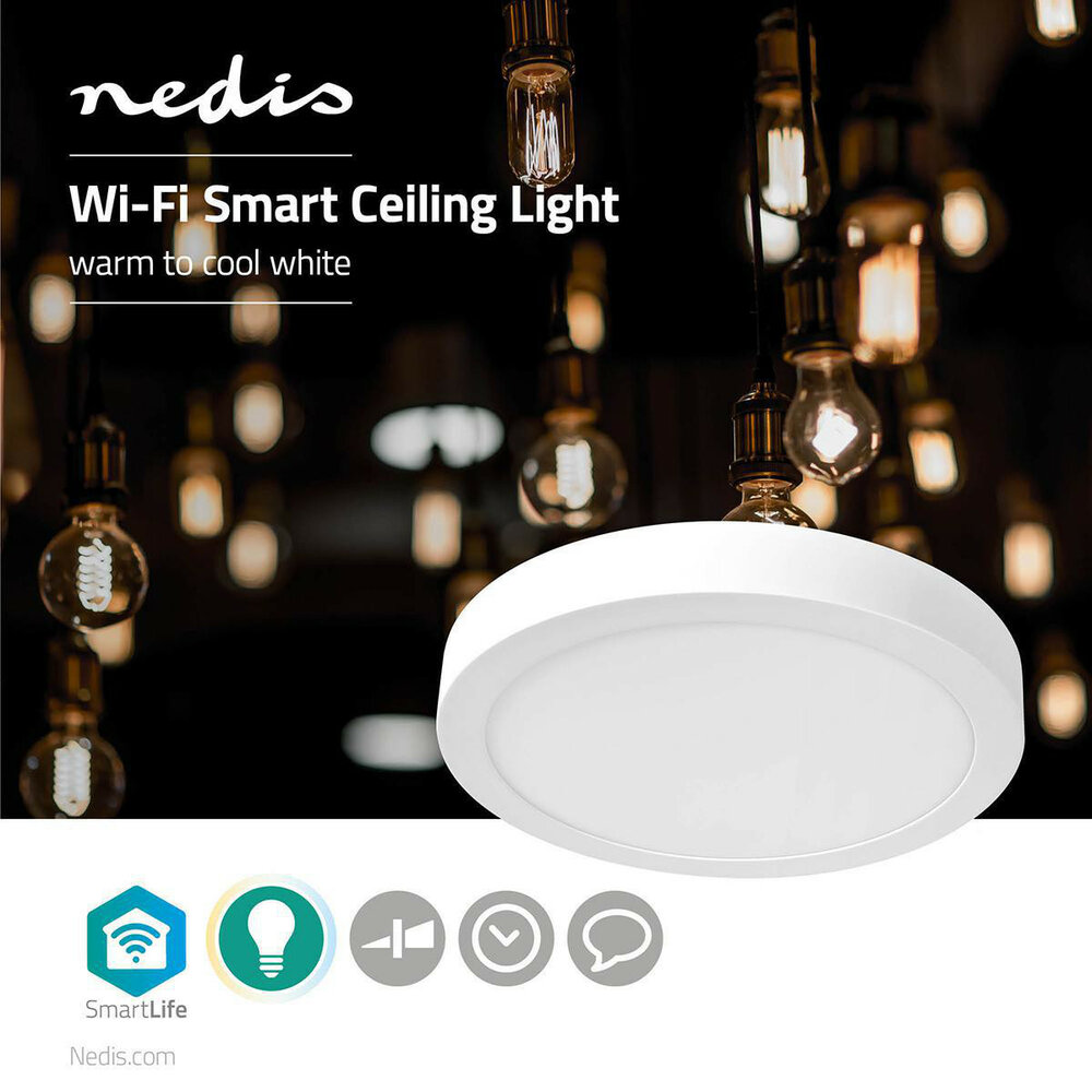 Wi-Fi Smart Plafondlamp | Rond | &oslash; 30 cm | Warm tot Koel Wit | 1200 lm | 18 W | Slank Design | Aluminium