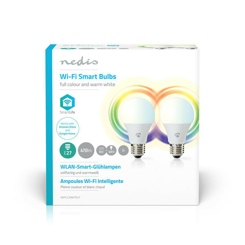 Wi-Fi smart LED-lamp | Full-Colour en warm -wit | E27 | 2-Pack