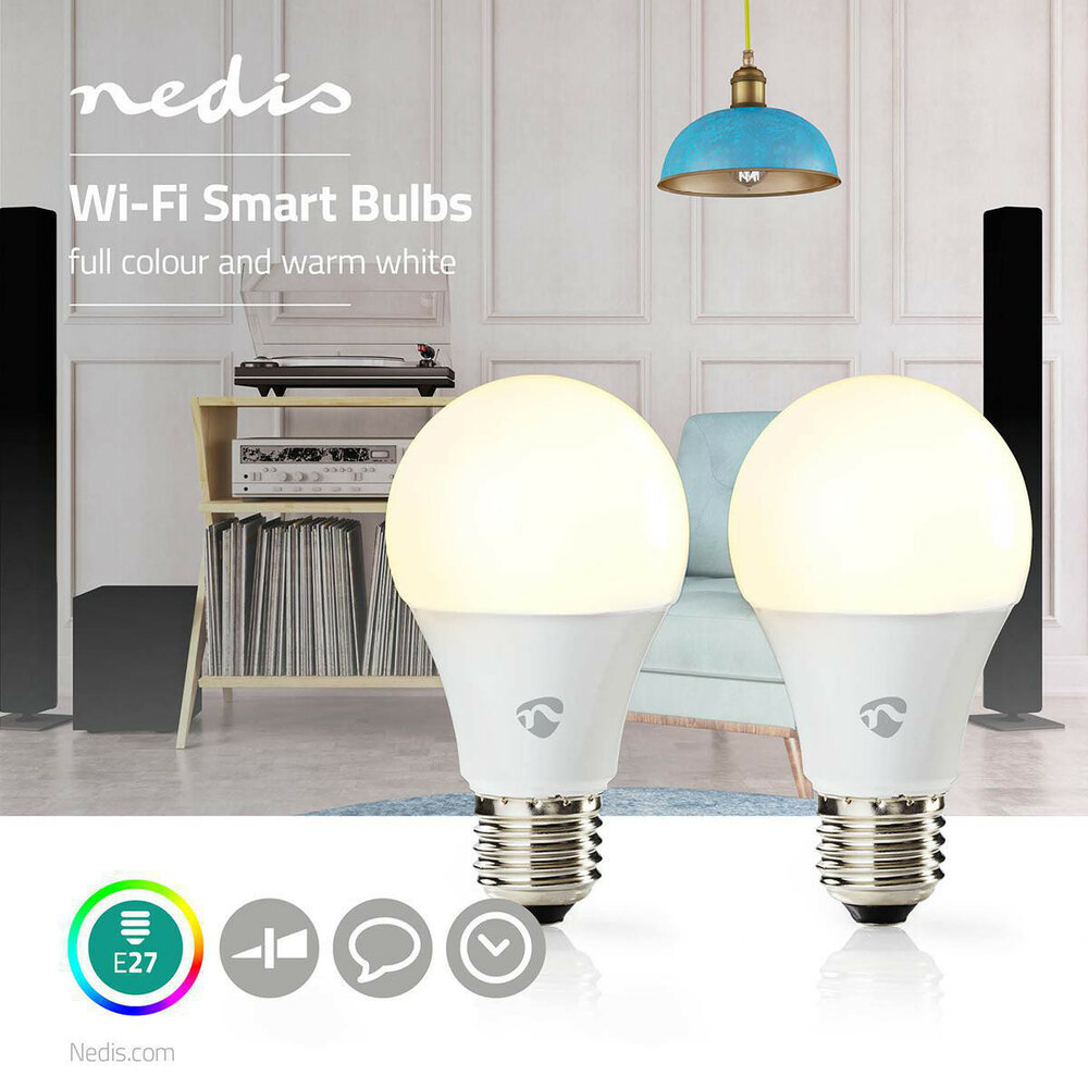 Wi-Fi SmartLife Multicolour Lamp | E27 | 470 lm | 6 W | RGB / Warm Wit | A60 | 2 Stuks