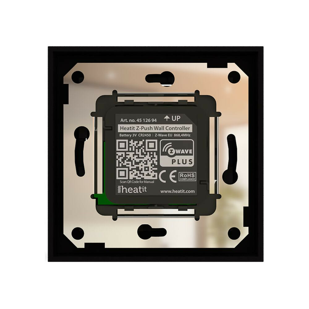 Wandschakelaar Z-Push - Zwart mat - Heatit- Zwave