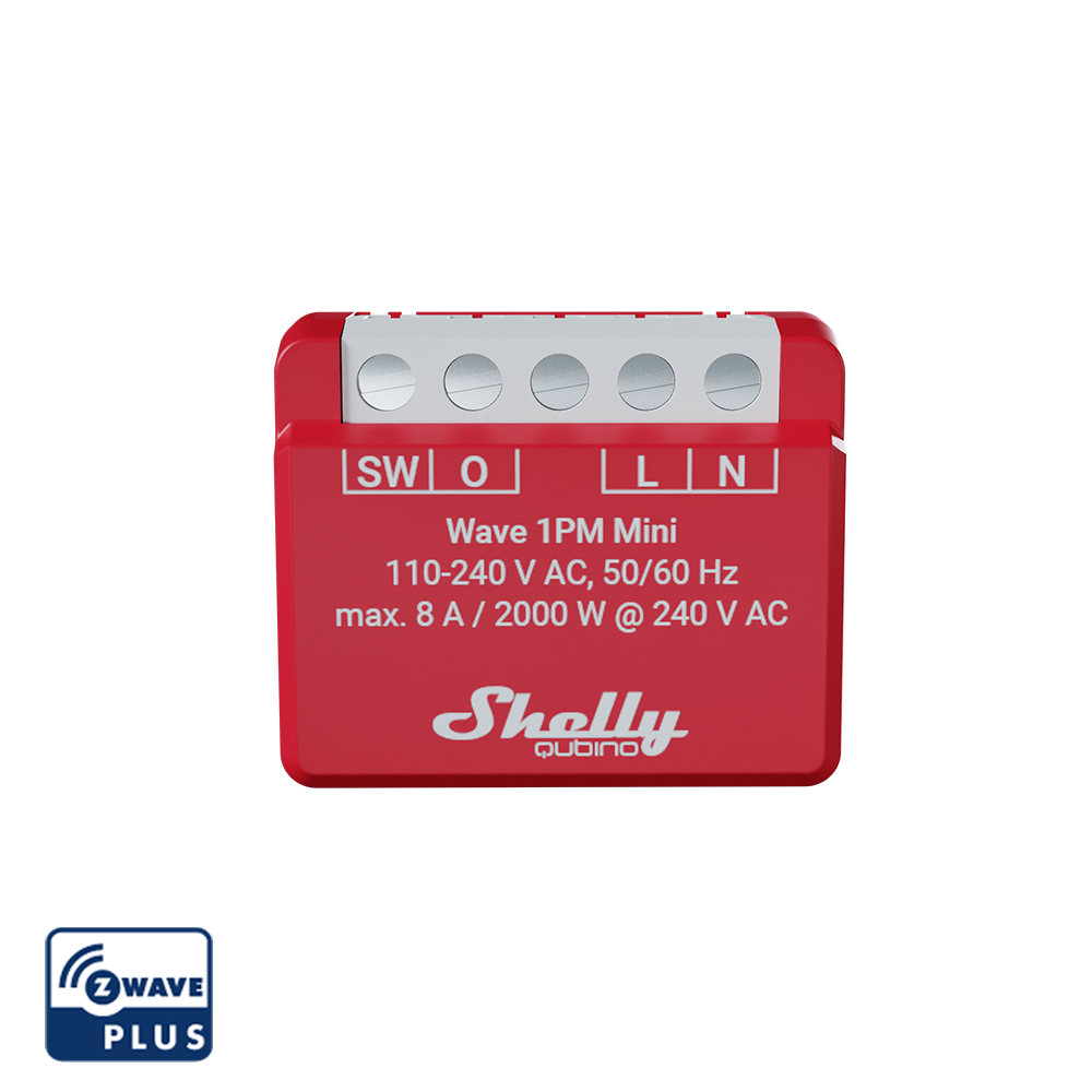 Shelly Qubino Wave 1 PM mini - module met potentiaalvrije uitgang en energiemeting