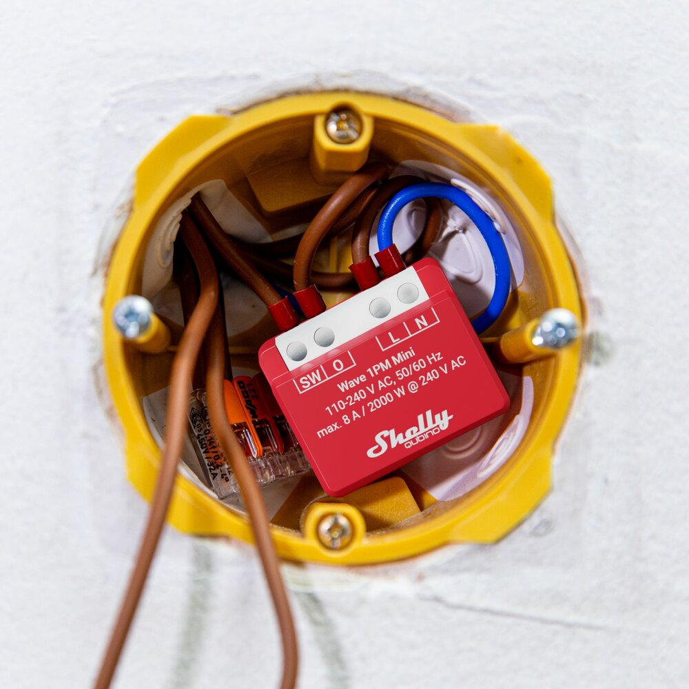 Shelly Qubino Wave 1 PM mini - module met potentiaalvrije uitgang en energiemeting