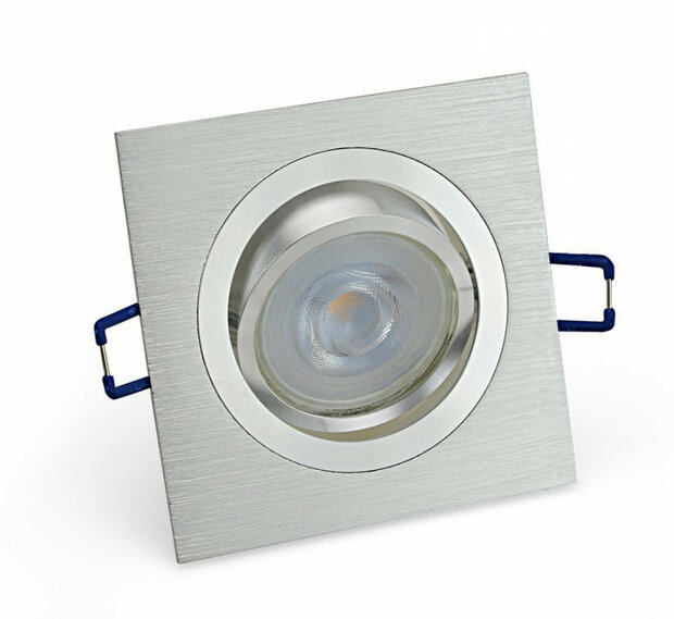 Inbouwspot &ndash; GU10 - 5.5W &ndash; 3000K &ndash; Vierkant Zilver