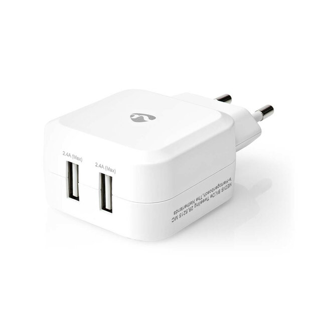 Lader 2-Uitgangen 4.8 A 2x USB Wit