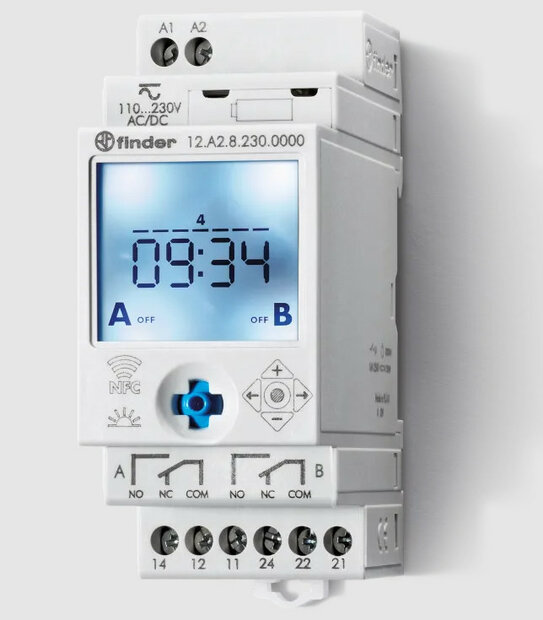 Finder S12 NFC Digitale schakelklok , 2 kanaals, 16A