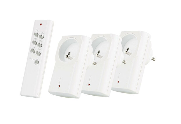 3-Kanaals Afstandsbediening + Stekkerdoos Schakelaars, APA3-1500R 