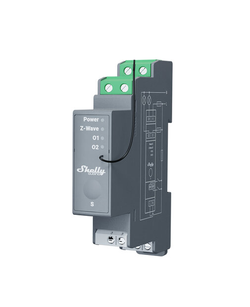 Shelly Wave Pro 2 - 2-voudige Z-wave schakelaar voor op DIN rail