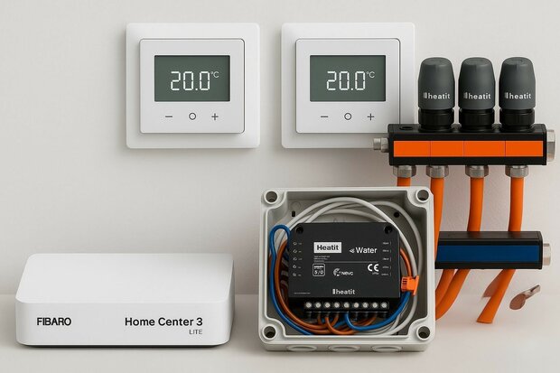 Complete draadloze vloerverwarmingset voor twee zones