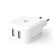 Lader 2-Uitgangen 4.8 A 2x USB Wit